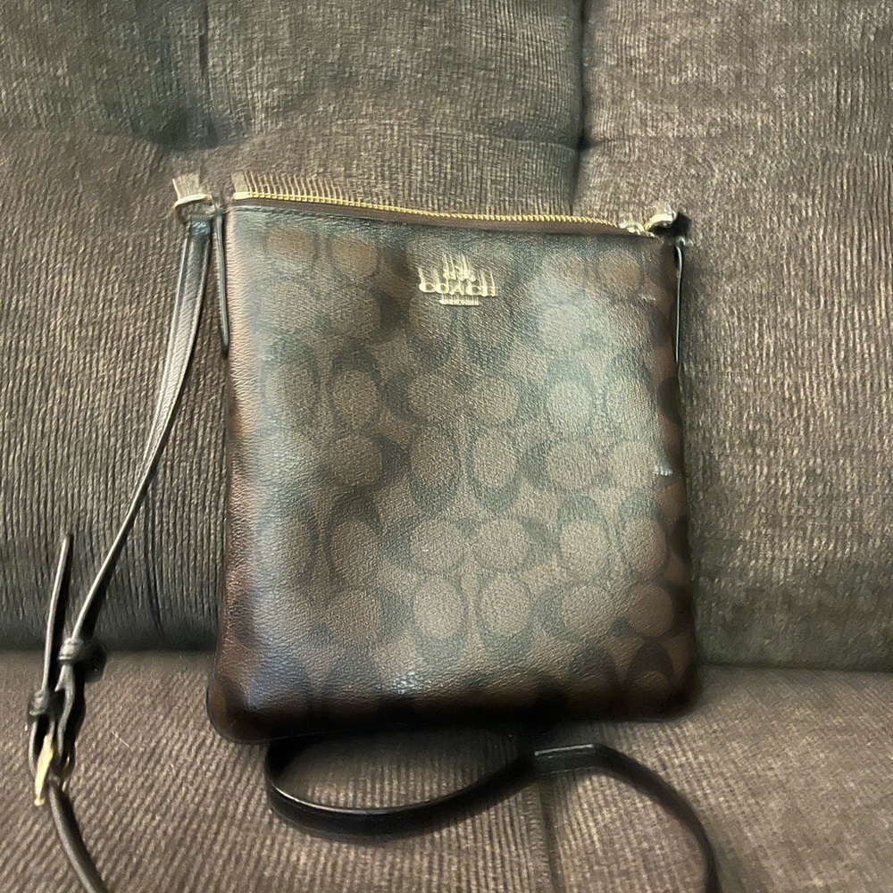 Coach Dark Brown Patterned Crossbody Bag